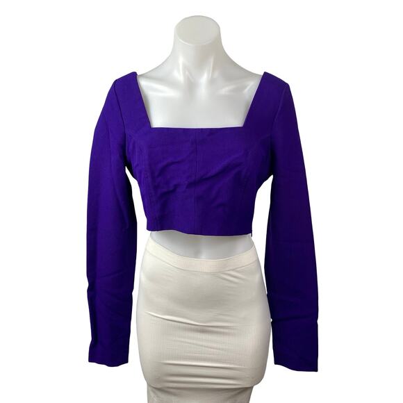 Zara Tops - Zara Women's Purple Indigo Long Sleeve Square Neck Backless Crop Top Size M